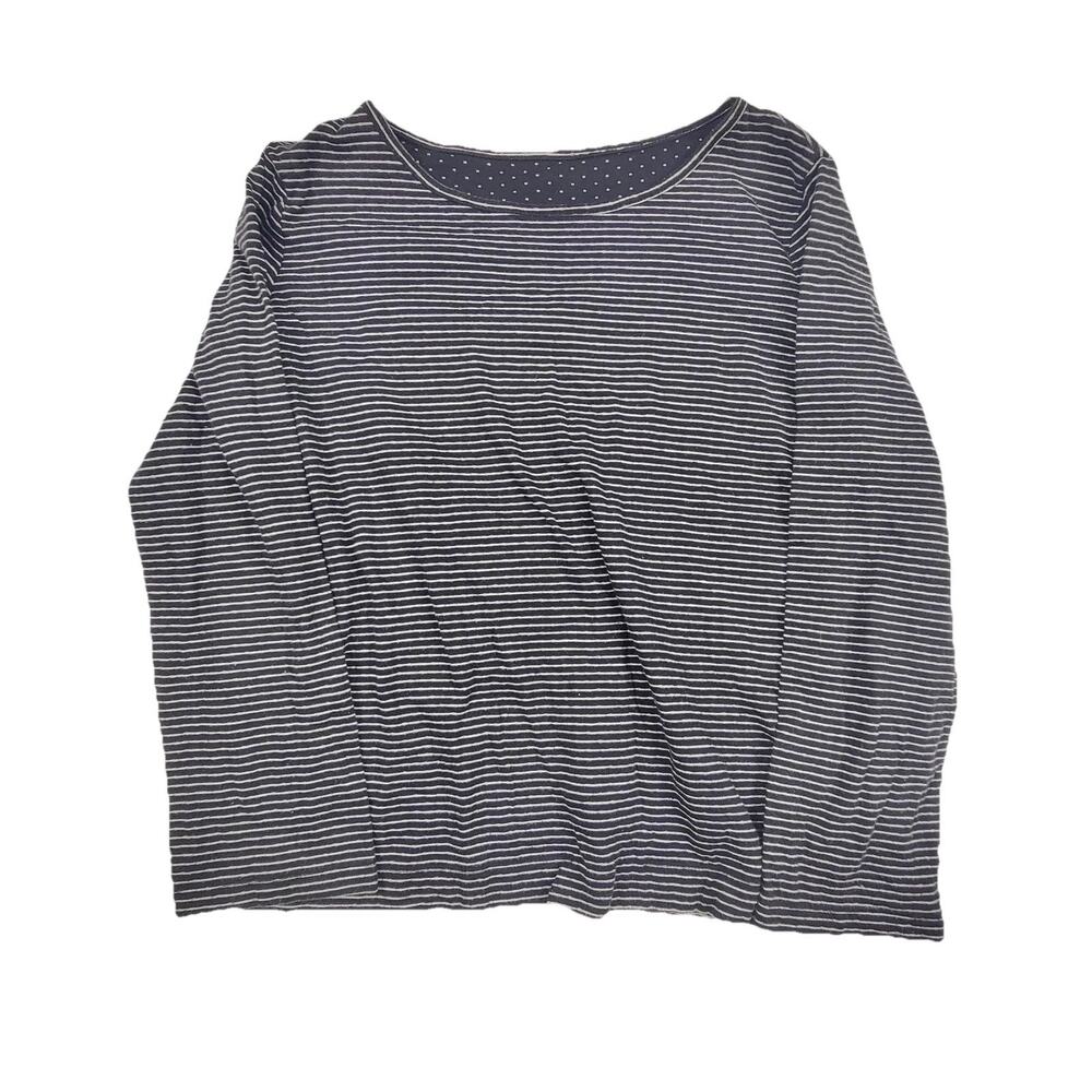 Shirt Womens Large Blue Striped Long Sleeve Scoop Neck Casual Jersey Knit Top